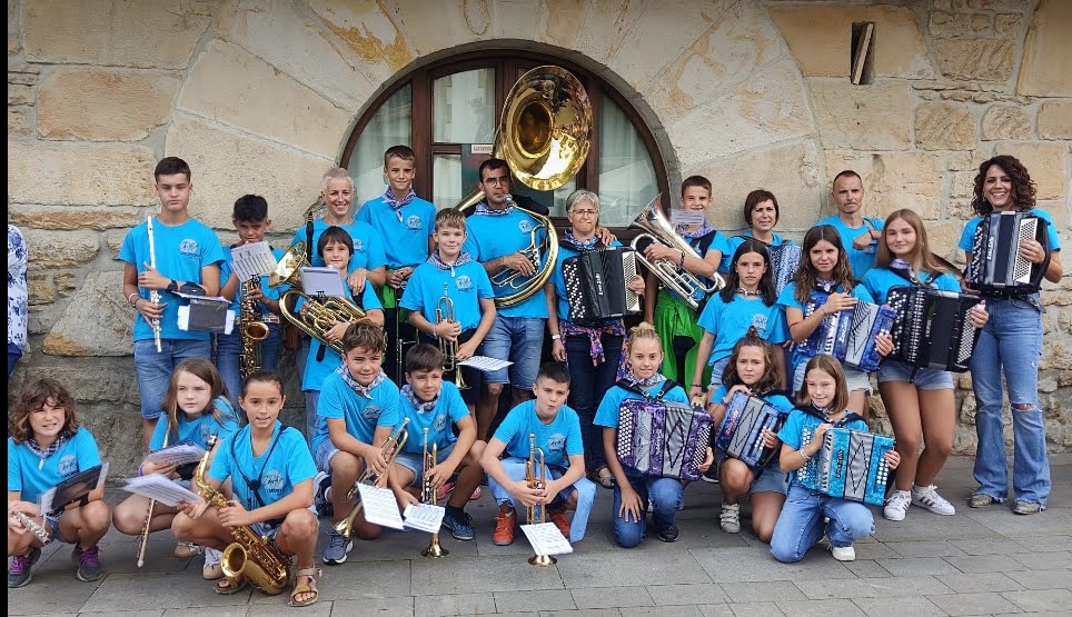 The School Brass Brand comes out in village festival